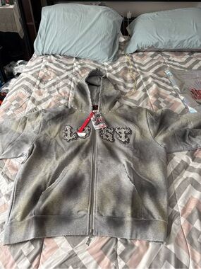 Lost Intricacy Grey Men’s Zip Up Hoodie Size 3X